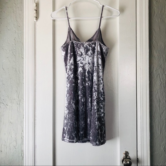 Silver Crushed Velvet Lace Up Dress - Picture 7 of 11